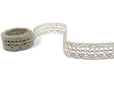 Linen bobbin lace 82303, width 27 mm, 100% linen natural