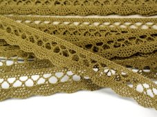 Cotton bobbin lace 75428, width 18 mm, khaki