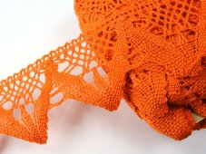 Cotton bobbin lace 75221, width 65 mm, rich orange