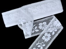 Cotton bobbin lace insert 81325, width 57 mm, white