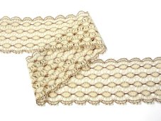 Cotton bobbin lace 75121, width 80 mm, ecru/ dark beige