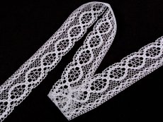 Cotton bobbin lace 75065, width 47 mm, white merc.