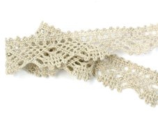 Cotton bobbin lace 75423, width 26 mm, linen gray