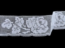 Cotton bobbin lace 82156, width 65 mm, white