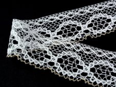 Cotton bobbin lace 75065, width 47 mm, white/ Lurex gold