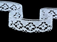 Cotton bobbin lace 82169, width 35 mm, white