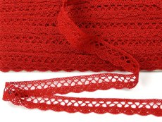 Cotton bobbin lace 75428, width 18 mm, light wine