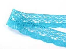 Cotton bobbin lace 75077, width 32 mm, turquoise