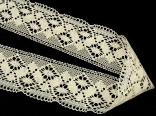 Cotton bobbin lace 82027, width 65 mm, white