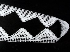 Cotton bobbin lace 75054, width 45 mm, white