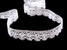 Cotton bobbin lace 81128, width 14 mm, white