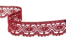 Cotton bobbin lace 82338, width 35 mm, cranberry