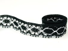 Cotton bobbin lace 82338, width 35 mm, black/ white