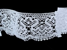 Cotton bobbin lace 81917, width 70 mm, white