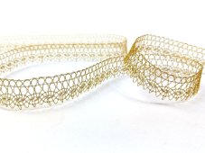 Cotton bobbin lace 82180, width 15 mm, gold
