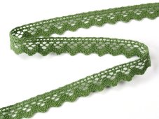 Cotton bobbin lace 75259, width 17 mm, green olive