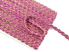 Cotton bobbin lace 75481, width 6 mm, violet/ Lurex gold