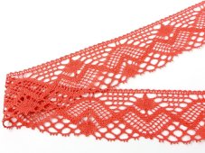 Cotton bobbin lace 75572, width 65 mm, light red coral