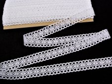 Cotton bobbin lace insert 82163, width 22 mm, white