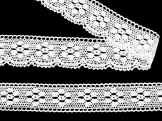 Cotton bobbin lace 75623, width 21 mm, white
