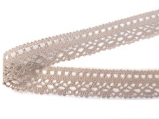 Cotton bobbin lace 82152, width 23 mm, light linen gray