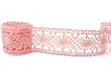 Cotton bobbin lace insert 75235, width 43 mm, pink