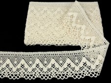 Cotton bobbin lace 75574, width 70 mm, ecru