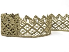 Cotton bobbin lace 75293, width 68 mm, green olive