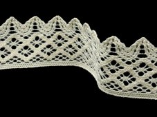 Cotton bobbin lace 75293, width 68 mm, ecru