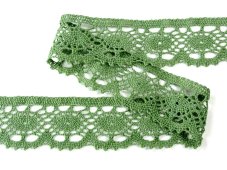 Cotton bobbin lace 75364, width 45 mm, olive