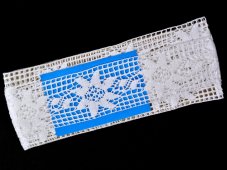 Cotton bobbin lace insert 75441, width 55 mm, white