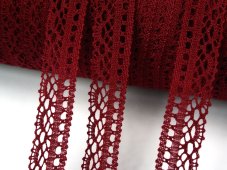 Cotton bobbin lace 82152, width 23 mm, cranberry