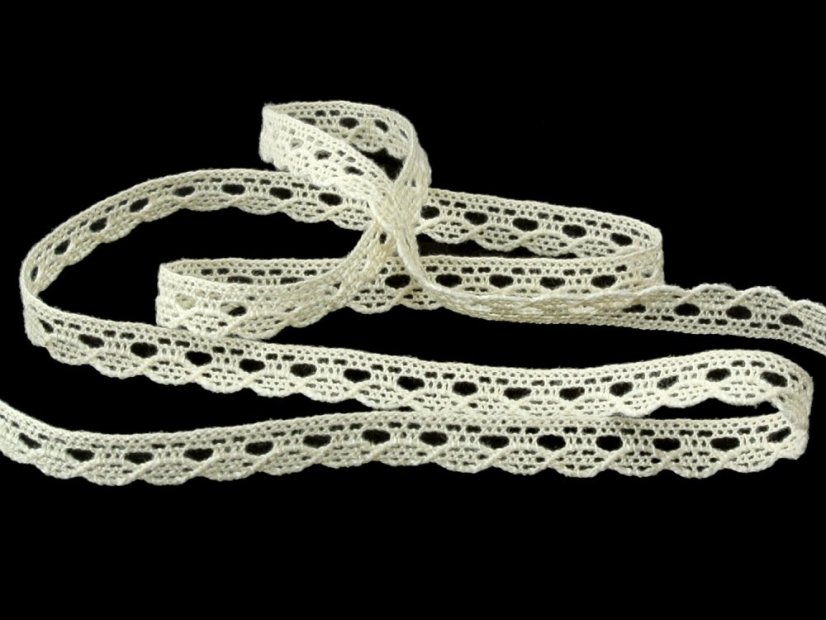 Cotton bobbin lace 75641, width 8 mm, ecru