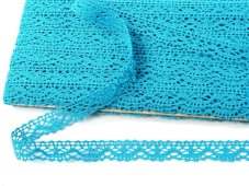 Cotton bobbin lace 75395, width 16 mm, turquoise