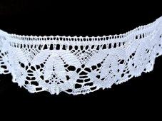 Cotton bobbin lace 82110, width 60 mm, white