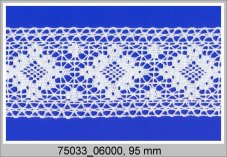 Cotton bobbin lace insert 75033, width 95 mm, white
