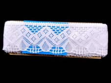 Cotton bobbin lace 75021, width 73 mm, white