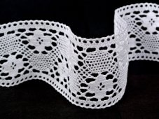 Cotton bobbin lace insert 75263, width 74 mm, white
