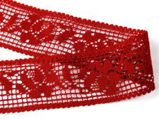 Cotton bobbin lace insert 75269, width 53 mm, light wine