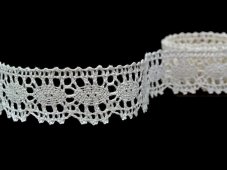 Linen bobbin lace 75394, width 25 mm, 100% linen bleached
