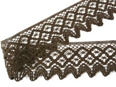 Cotton bobbin lace 75234, width 54 mm, dark brown