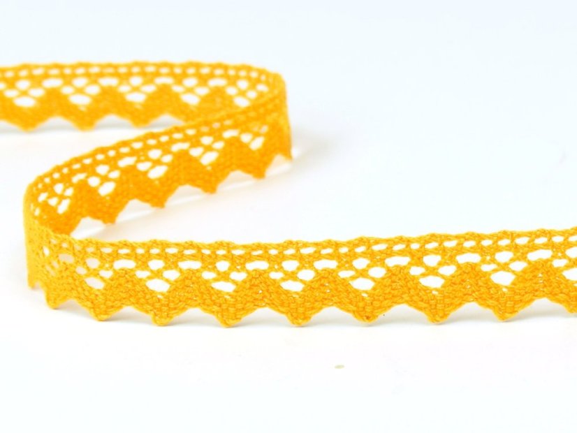Cotton bobbin lace 75259, width 17 mm, dark yellow