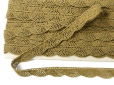 Cotton bobbin lace 75629, width 17 mm, khaki