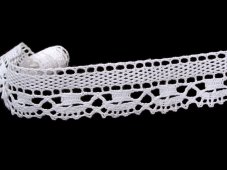 Cotton bobbin lace 75005, width 38 mm, white