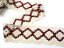 Cotton bobbin lace 75608, width 80 mm, light cream/ cranberry