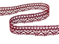 Cotton bobbin lace 82152, width 23 mm, cranberry