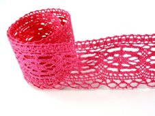 Cotton bobbin lace 75037, width 57 mm, fuchsia