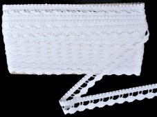 Cotton bobbin lace insert 82138, width 23 mm, white