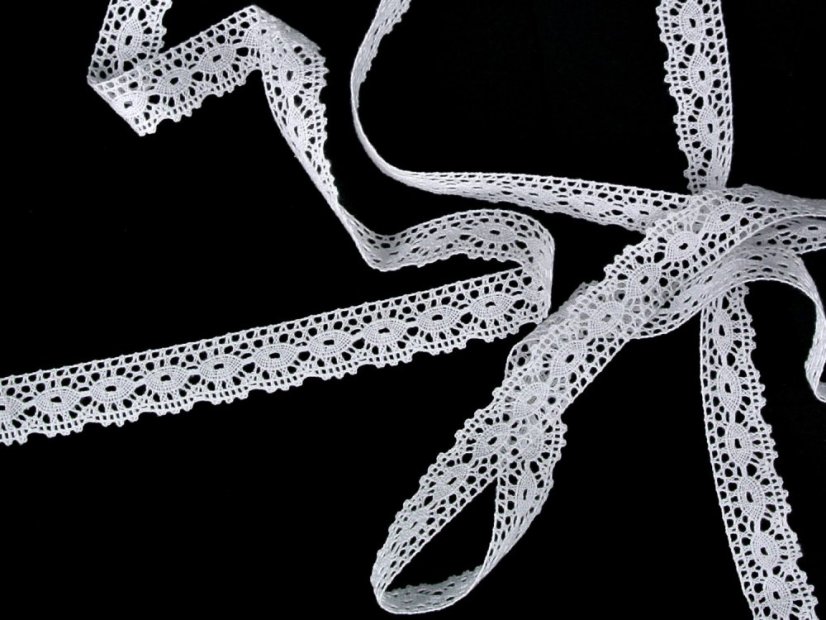 Cotton bobbin lace 75306, width 19 mm, white