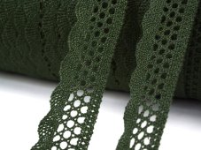 Cotton bobbin lace 82121, width 35 mm, dark olive